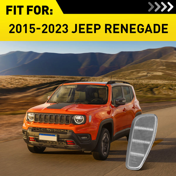 LED Side Marker Light for Jeep Renegade 2015-2025, Clear Lens, Amber, L&R Fender