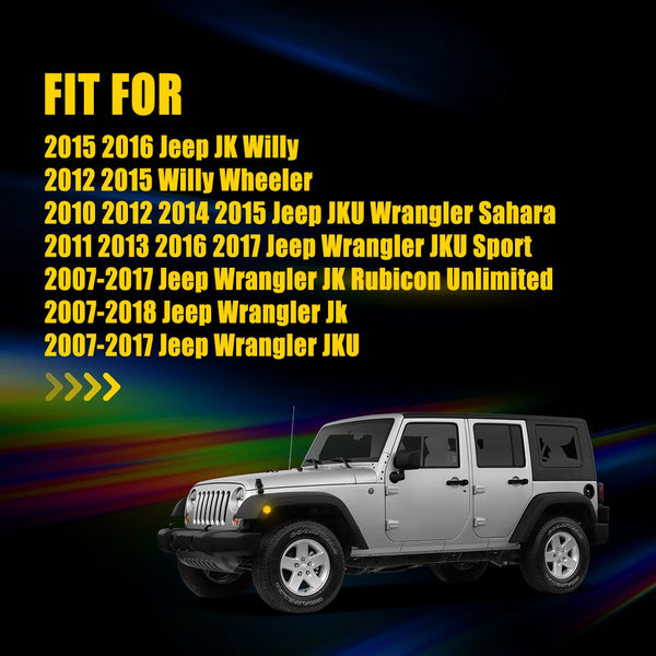 LED Side Marker Light for Jeep Wrangler JK 2007-2018, Amber Lens, Front Fender