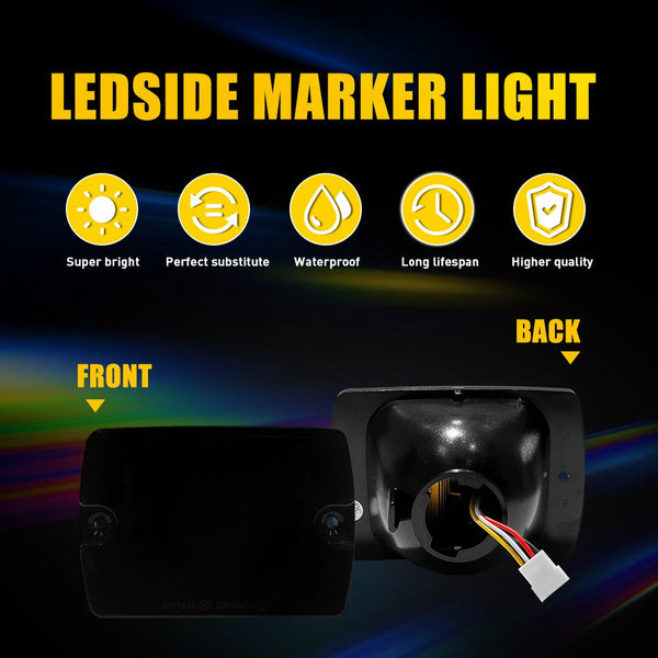 LED Side Marker Light for Jeep Wrangler YJ 1987-1995, Smoked Lens, Turn Signal