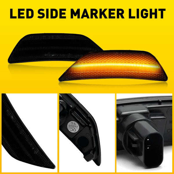LED Side Marker Light for Kia K5 2021-2024, Smoked Lens, Amber, Front Bumper