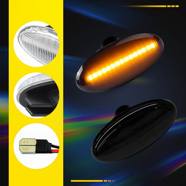 LED Side Marker Light for Mazda 2/3/5/MPV, Dark Smoked, Amber, Front Fender L&R