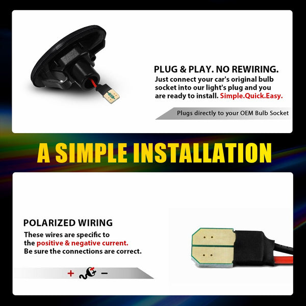 LED Side Marker Light for Mazda 2/3/5/MPV, Dark Smoked, Amber, Front Fender L&R