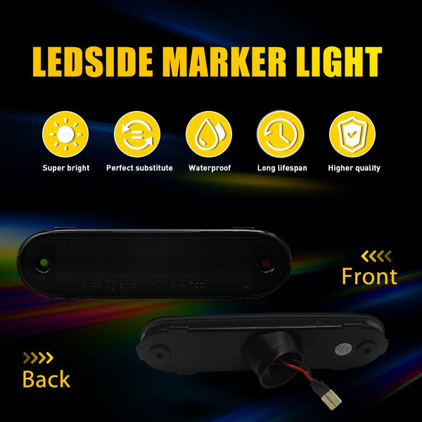 LED Side Marker Light for Mazda MX-5 Miata 1990-2005, Smoked Lens, White, Front/Rear