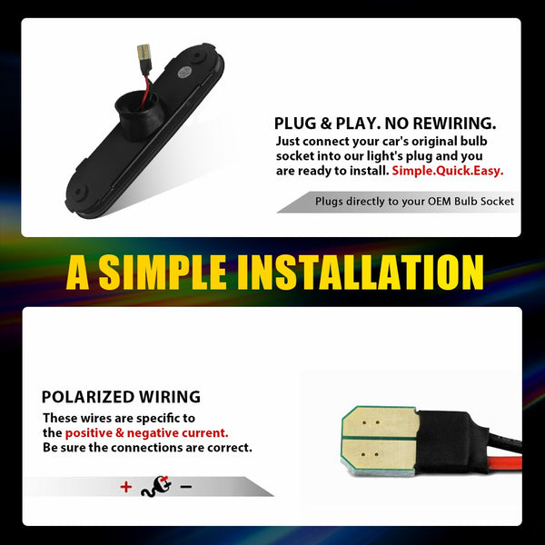 LED Side Marker Light for Mazda MX-5 Miata 1990-2005, Smoked Lens, White, Front/Rear