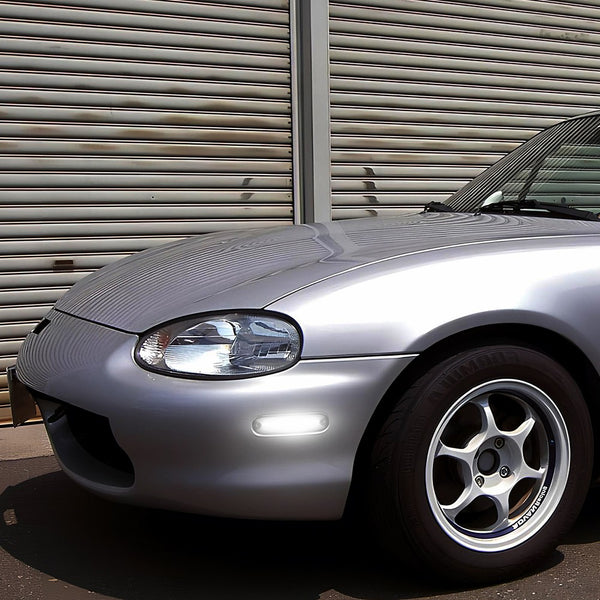 LED Side Marker Light for Mazda MX-5 Miata 1990-2005, Smoked Lens, White, Front/Rear