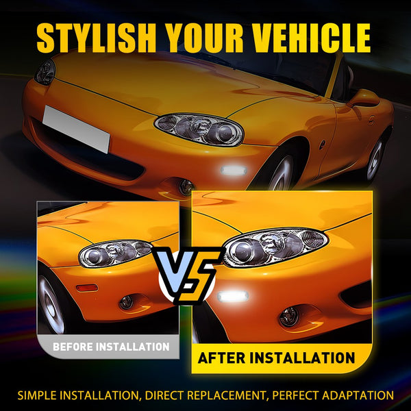 LED Side Marker Light for Mazda MX-5 Miata 1990-2005, Smoked Lens, White, Front/Rear