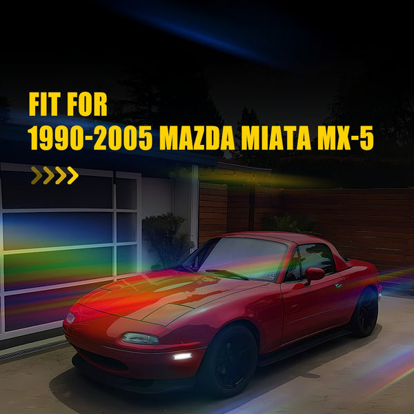 LED Side Marker Light for Mazda MX-5 Miata 1990-2005, Smoked Lens, White, Front/Rear