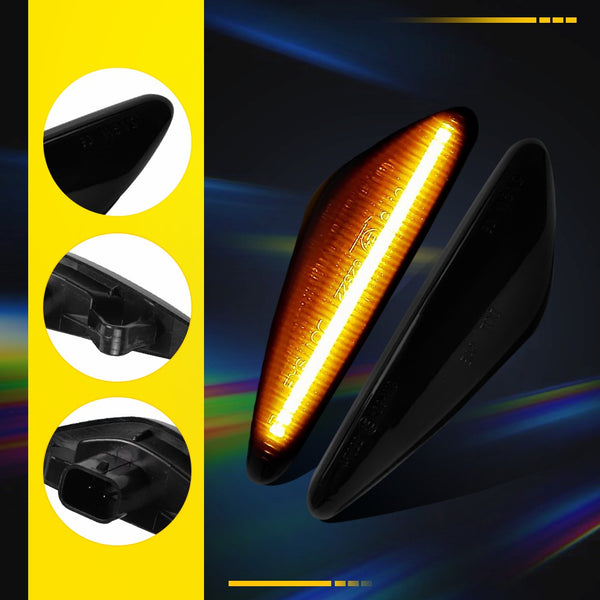 LED Side Marker Light for Mazda MX-5 Miata/RX-8, Dark Smoked, Amber, Sequential