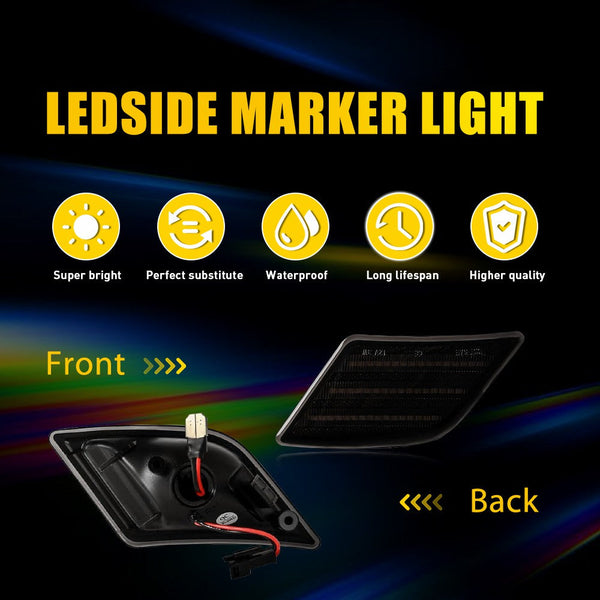 LED Side Marker Light for Mercedes-Benz C-Class W204 2008-2011, Smoked Lens, White