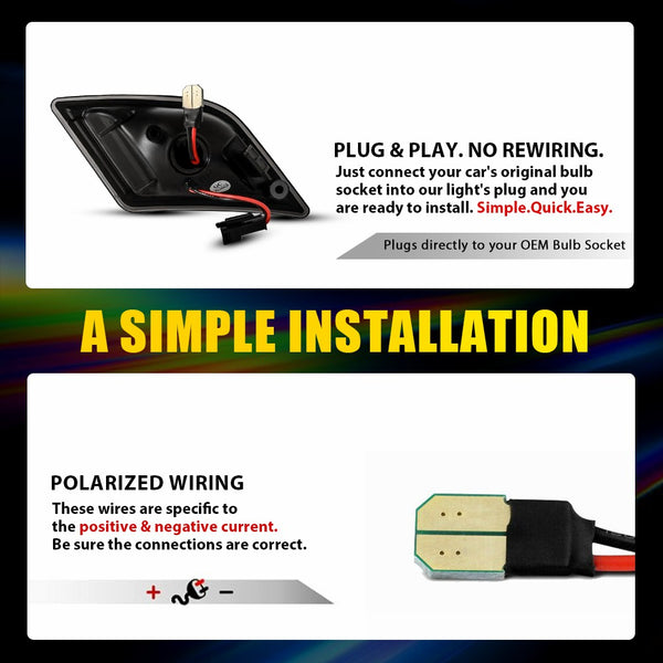 LED Side Marker Light for Mercedes-Benz C-Class W204 2008-2011, Smoked Lens, White