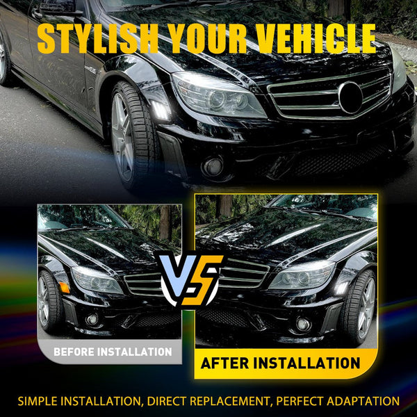 LED Side Marker Light for Mercedes-Benz C-Class W204 2008-2011, Smoked Lens, White