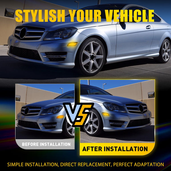 LED Side Marker Light for Mercedes C-Class C300/C350/C63 AMG 2012-2014, Amber, Front