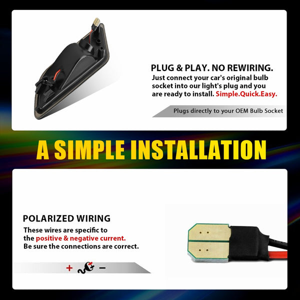 LED Side Marker Light for Mercedes W204 C250/C300, Smoked Lens, White, Front