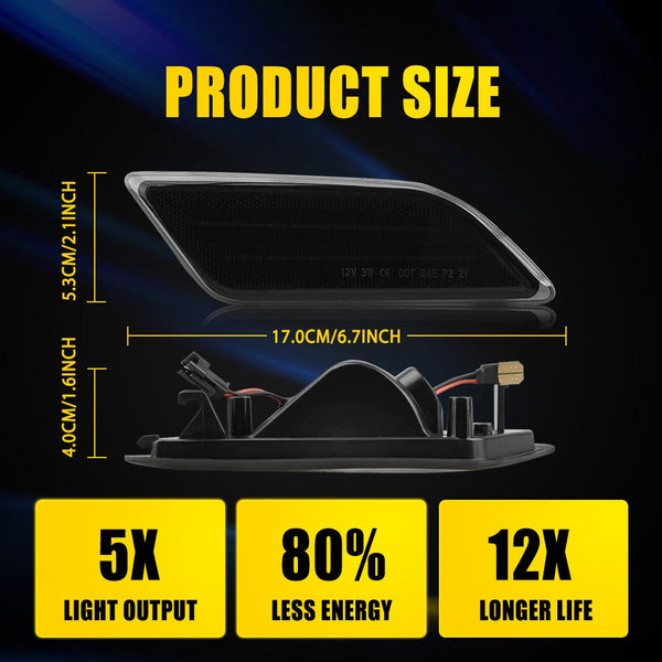 LED Side Marker Light for Mercedes W204 C250/C300, Smoked Lens, White, Front