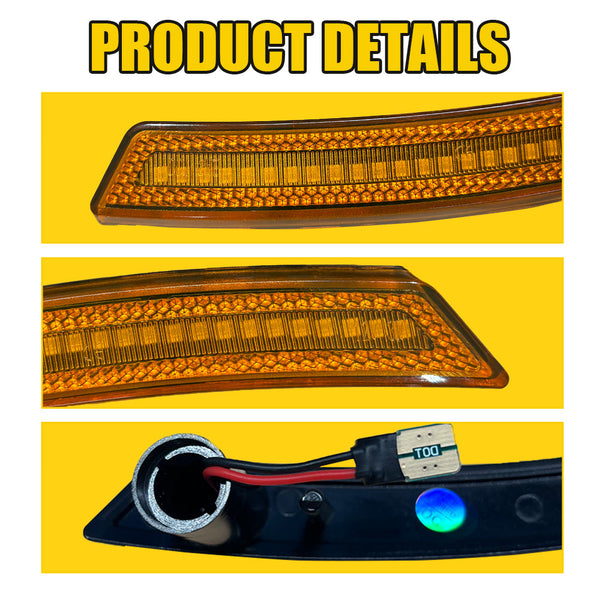 LED Side Marker Light for MINI Cooper R55/R56/R57/R58/R59/R60/R61, Amber, Front