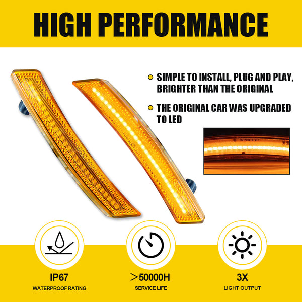 LED Side Marker Light for MINI Cooper R55/R56/R57/R58/R59/R60/R61, Amber, Front