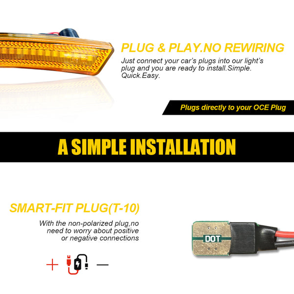 LED Side Marker Light for MINI Cooper R55/R56/R57/R58/R59/R60/R61, Amber, Front