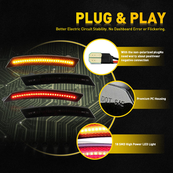 LED Side Marker Light for MINI Cooper R55/R56/R57/R58/R59/R60/R61, Amber/Red