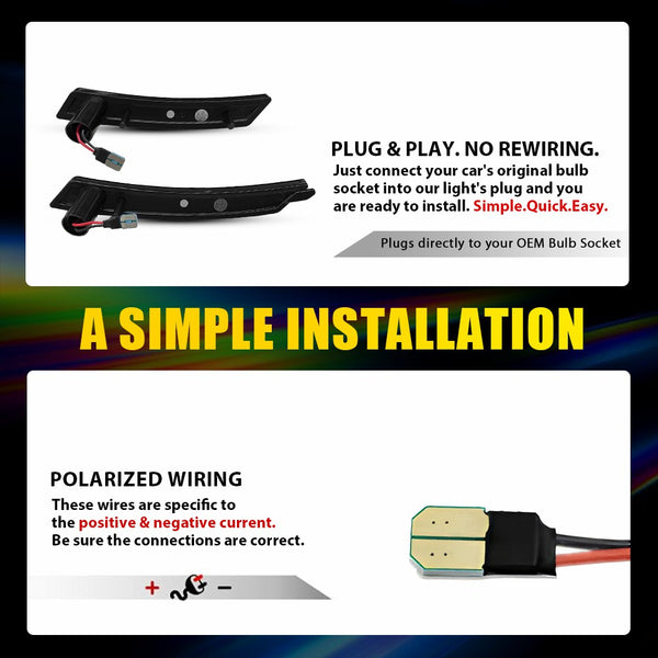 LED Side Marker Light for MINI Cooper R55/R56/R57/R58/R59/R60, Smoked Lens, Front & Rear