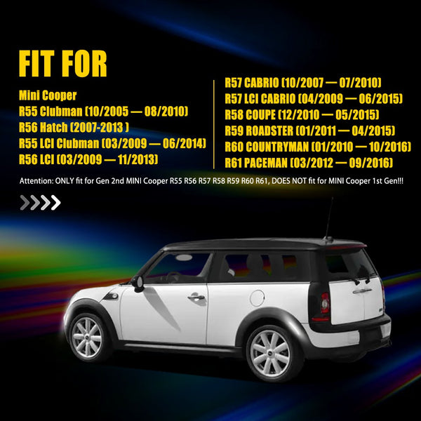 LED Side Marker Light for MINI Cooper R55/R56/R57/R58/R59/R60, Smoked Lens, Front & Rear