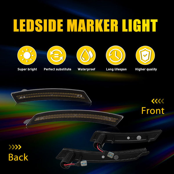 LED Side Marker Light for MINI Cooper R55/R56/R57/R58/R59/R60, Smoked Lens, Front & Rear