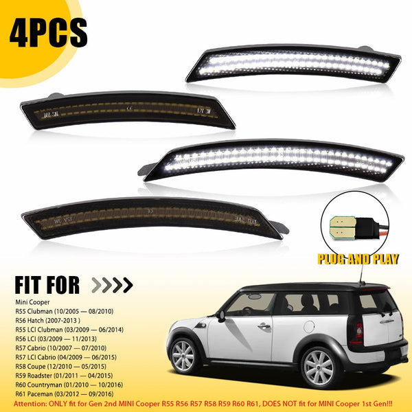 LED Side Marker Light for MINI Cooper R55/R56/R57/R58/R59/R60, Smoked Lens, Front & Rear