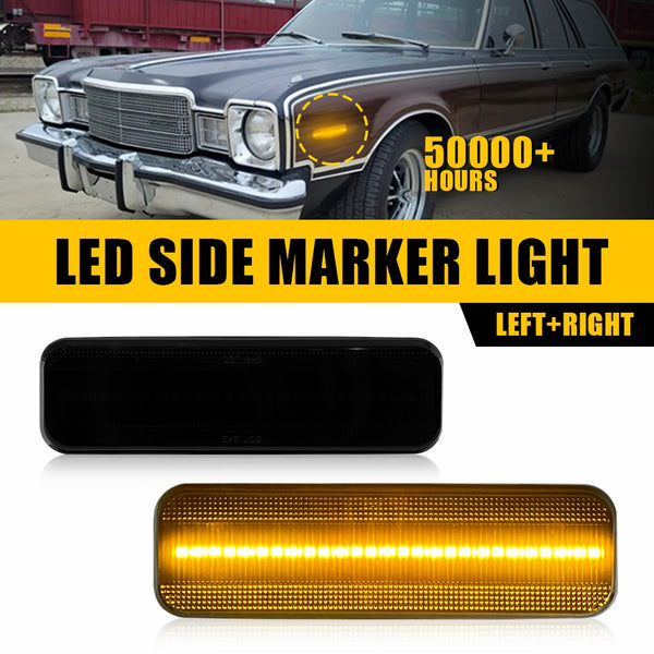 LED Side Marker Light for Plymouth Barracuda/Satellite 1972-1974, Smoked Lens, Front