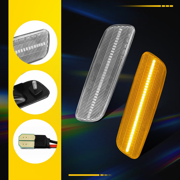 LED Side Marker Light for Scion xA 2004-2006, Clear Lens, Amber, Front Turn Signal