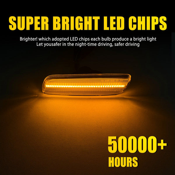 LED Side Marker Light for Scion xA 2004-2006, Clear Lens, Amber, Front Turn Signal