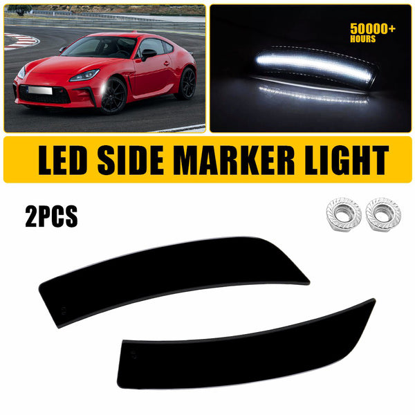 LED Side Marker Light for Subaru BRZ/Toyota GR86 2022-2025, Smoked Lens, White