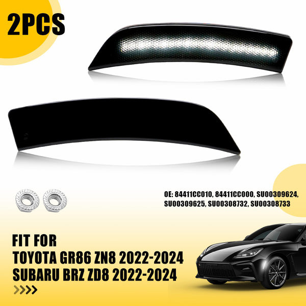 LED Side Marker Light for Subaru BRZ/Toyota GR86 2022-2025, Smoked Lens, White