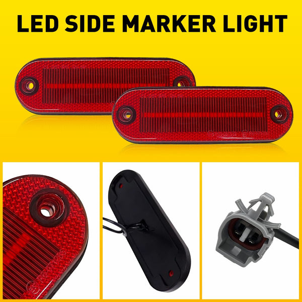 LED Side Marker Light for Toyota RAV4 1996-2000, Red, Rear Bumper Fender, L&R