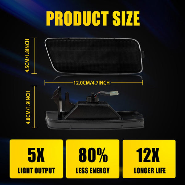 LED Side Marker Light for Volkswagen MK6 GTI 2010-2014, Smoked Lens, Amber, Front