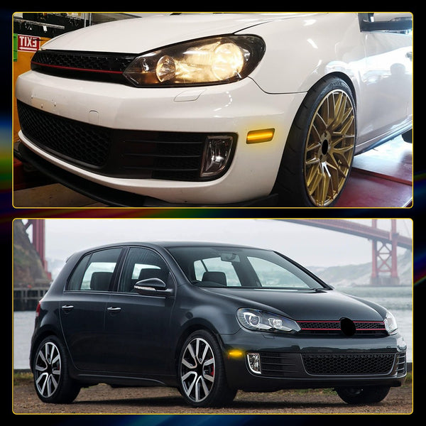 LED Side Marker Light for Volkswagen MK6 GTI 2010-2014, Smoked Lens, Amber, Front