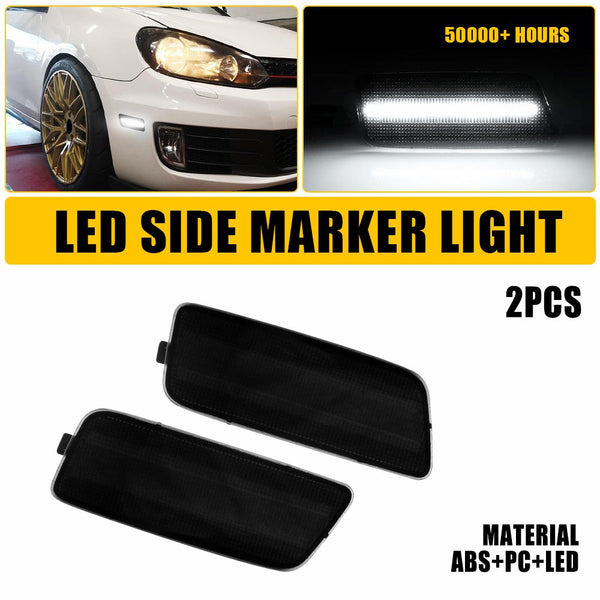 LED Side Marker Light for Volkswagen MK6 GTI 2010-2014, Smoked Lens, White, Front
