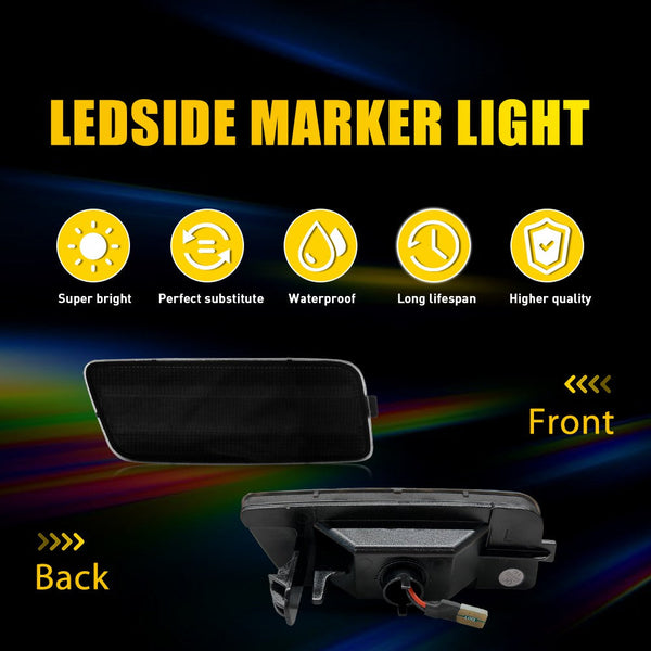 LED Side Marker Light for Volkswagen MK6 GTI 2010-2014, Smoked Lens, White, Front