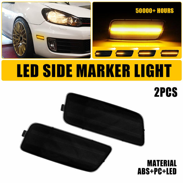 LED Side Marker Light for VW MK6 Golf/GTI 2010-2014, Smoked Lens, Amber, Front