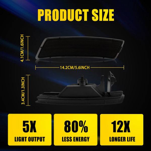 LED Side Marker Light for VW Tiguan 2018-2023 & Beetle 2012-2019, Smoked Lens, Fender