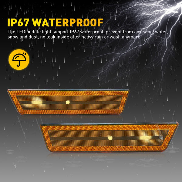 LED Side Marker Light Front Bumper/Fender for Dodge Challenger 2008-2014, Amber Cover