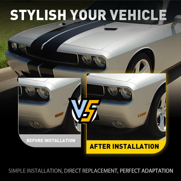 LED Side Marker Light Front Bumper/Fender for Dodge Challenger 2008-2014, Amber Cover