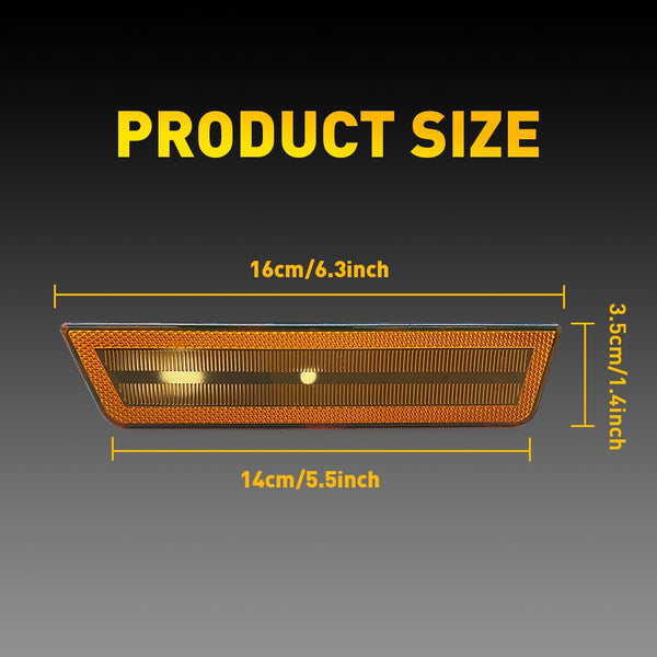 LED Side Marker Light Front Bumper/Fender for Dodge Challenger 2008-2014, Amber Cover