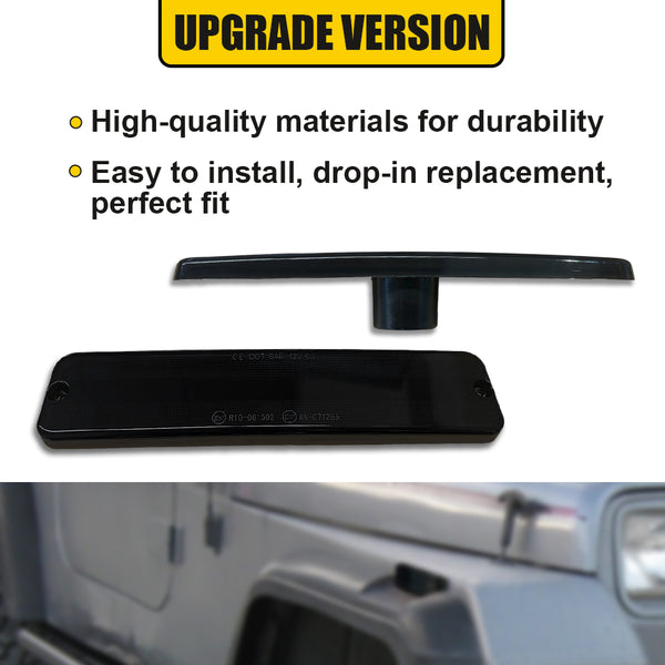 LED Side Marker Light Front Bumper/Fender for Jeep Wrangler YJ 1987-1995, Smoked Lens