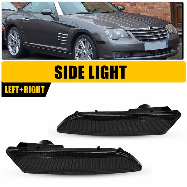 LED Side Marker Light Front Bumper for Chrysler Crossfire 2004-2008, Smoked Lens