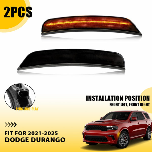 LED Side Marker Light Front Bumper for Dodge Durango 2021-2025, Smoked Lens, Amber
