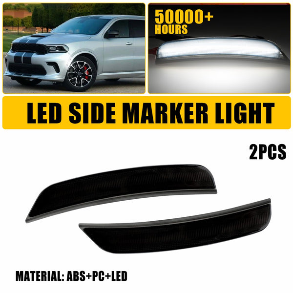 LED Side Marker Light Front Bumper for Dodge Durango 2021-2025, Smoked Lens, White