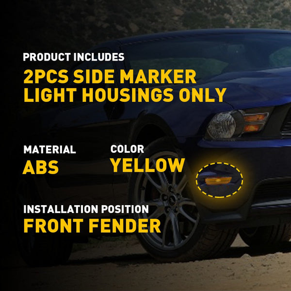 LED Side Marker Light Front Bumper Reflector for Ford Mustang 2010-2014, Amber Lens