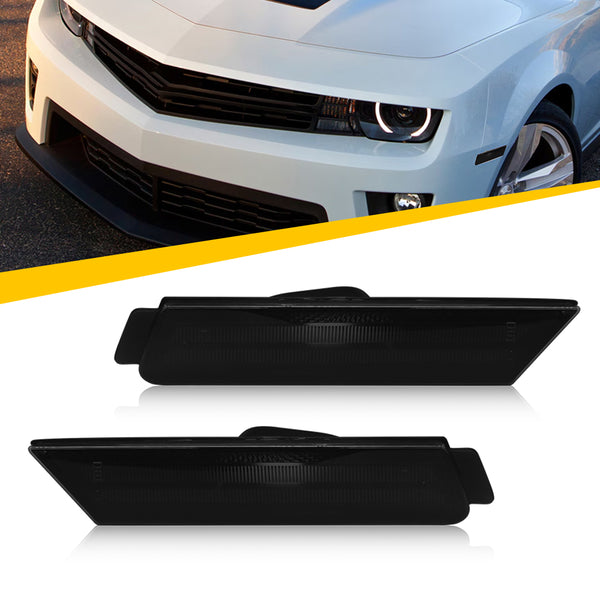 LED Side Marker Light Front for Chevrolet Camaro 2010-2015, Smoked Lens, Front Only