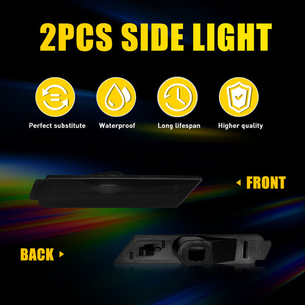 LED Side Marker Light Front for Chevrolet Camaro 2010-2015, Smoked Lens, Front Only