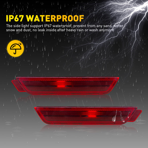 LED Side Marker Light Rear Bumper for Chevrolet Camaro 2010-2015, Red Reflector