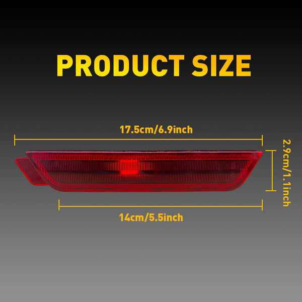 LED Side Marker Light Rear Bumper for Chevrolet Camaro 2010-2015, Red Reflector